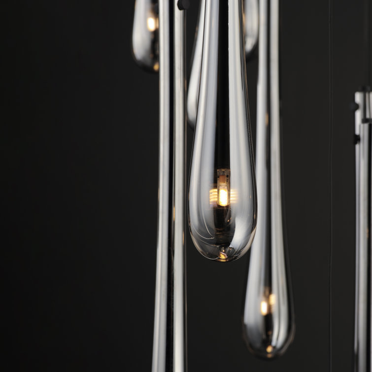 Black Smoke Glass 18-Light LED Cluster Pendant