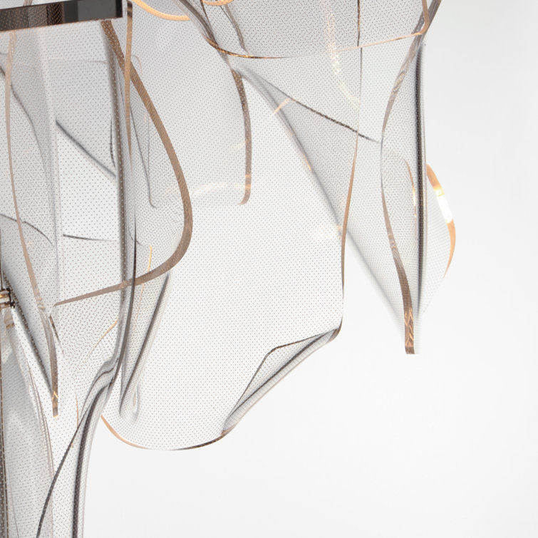 Brushed Gunmetal 24-Light LED Pendant with Patterned Acrylic Shade