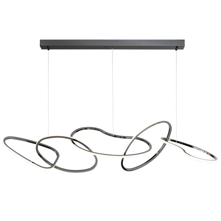 Unity Black Chrome LED 50W Adjustable Height Kitchen Island Pendant