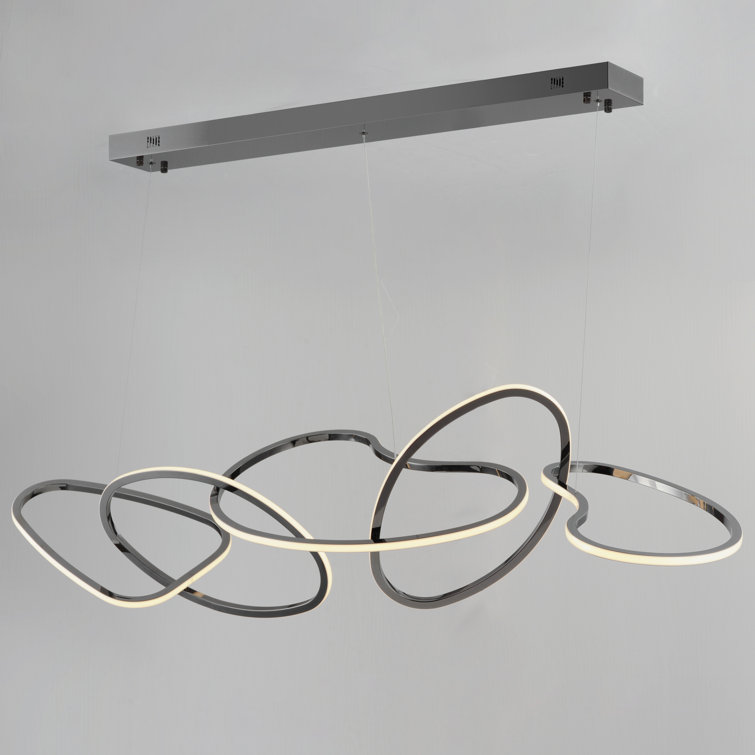 Unity Black Chrome LED 50W Adjustable Height Kitchen Island Pendant
