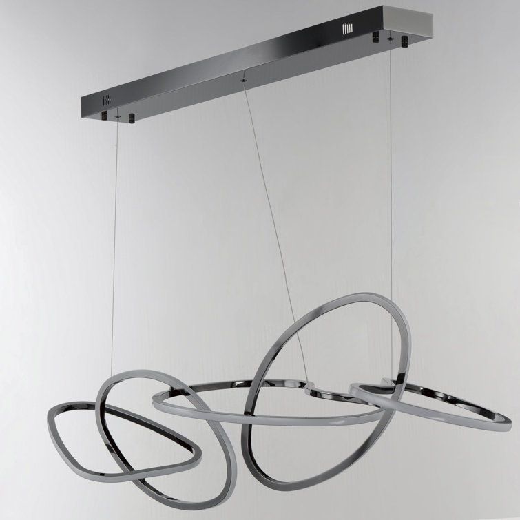 Unity Black Chrome LED 50W Adjustable Height Kitchen Island Pendant