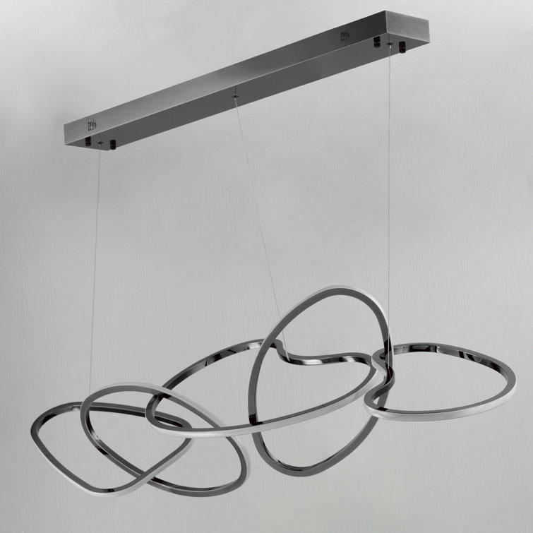 Unity Black Chrome LED 50W Adjustable Height Kitchen Island Pendant