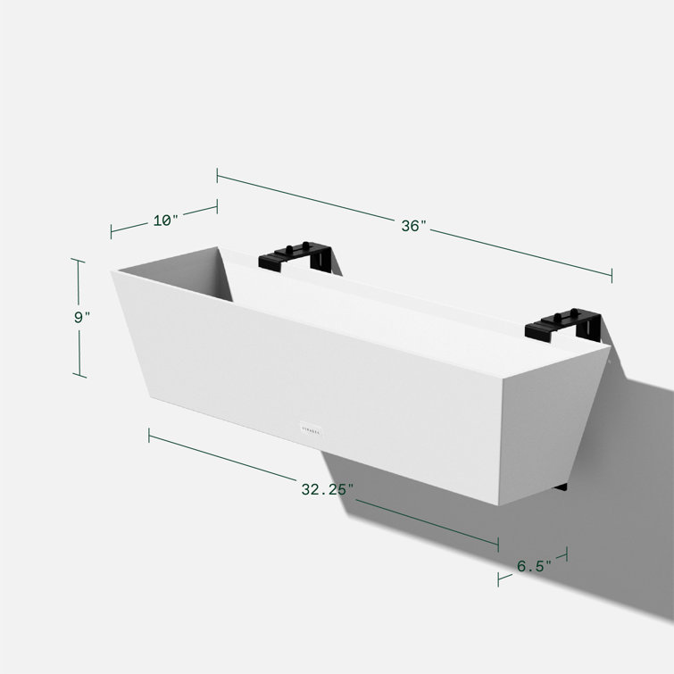 36" White Plastic Railing Planter with Adjustable Brackets