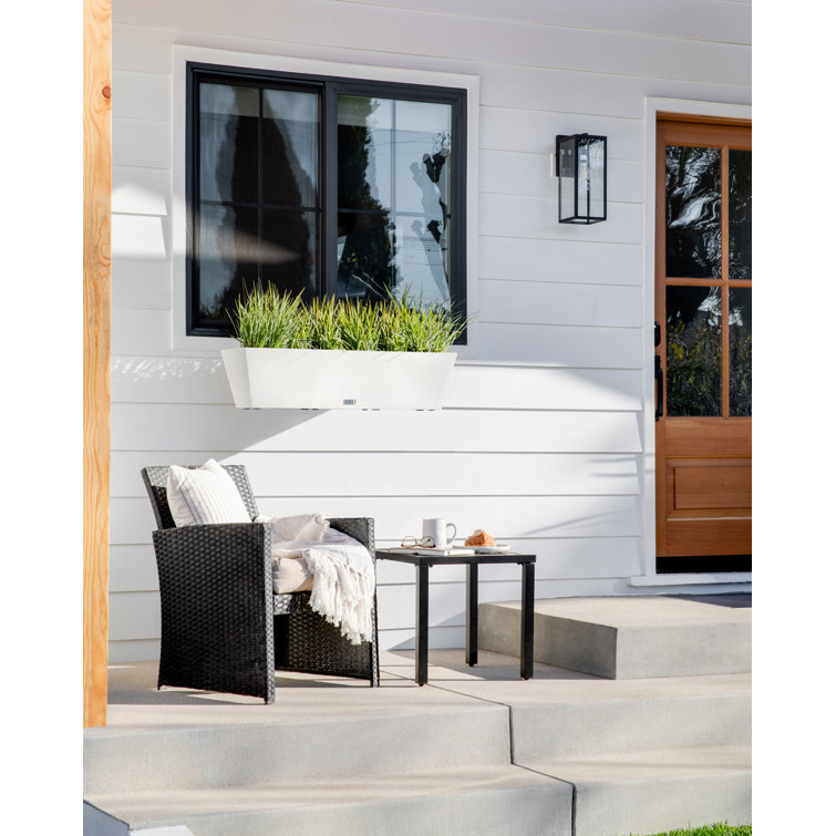 36" White Plastic Railing Planter with Adjustable Brackets