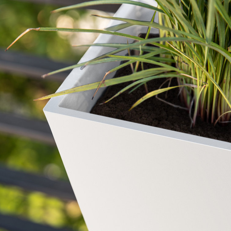36" White Plastic Railing Planter with Adjustable Brackets