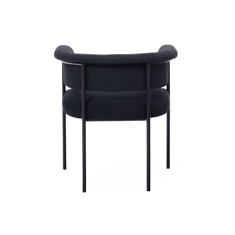 Black Upholstered Low Back Side Chair with Metal Legs