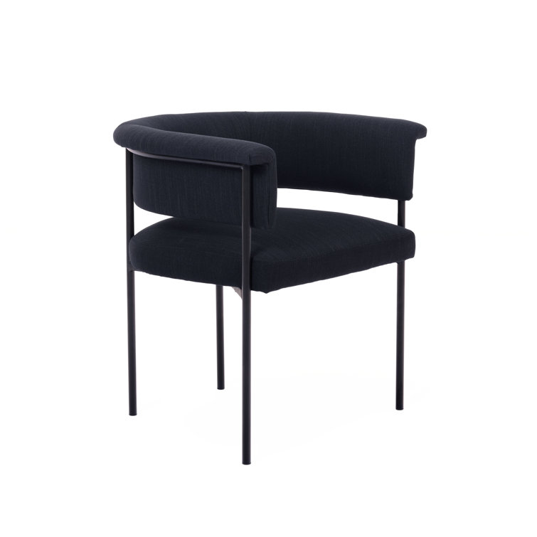 Black Upholstered Low Back Side Chair with Metal Legs
