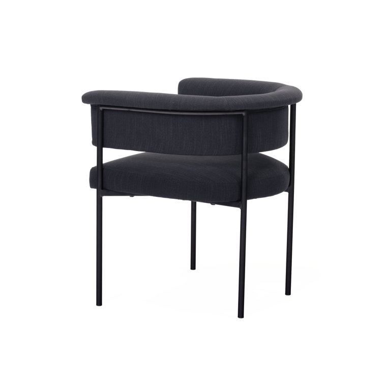 Black Upholstered Low Back Side Chair with Metal Legs