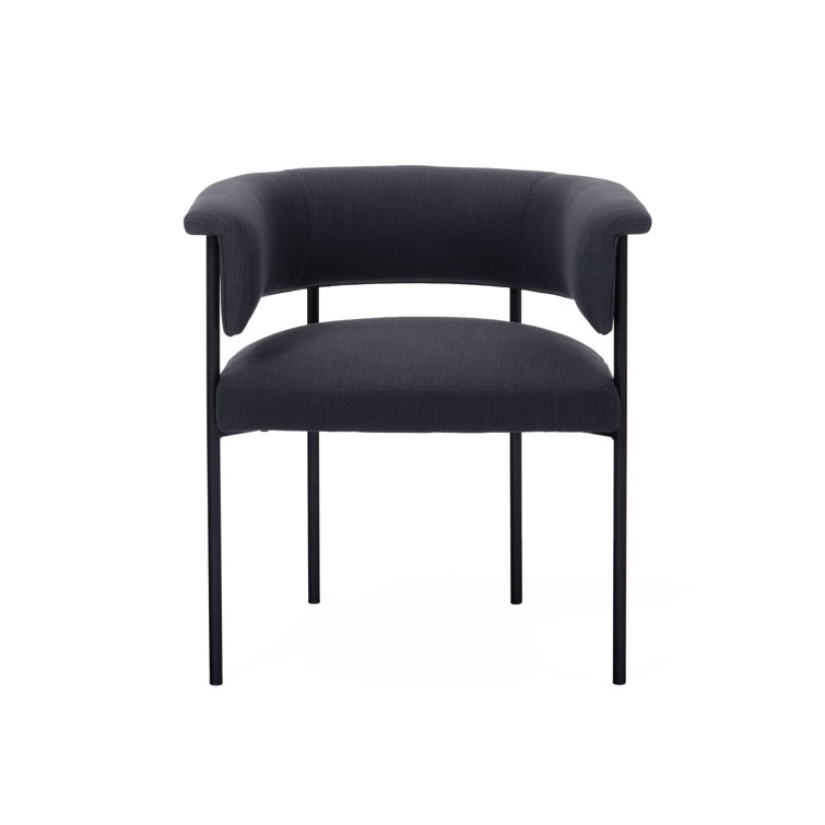 Black Upholstered Low Back Side Chair with Metal Legs