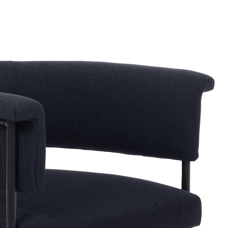 Black Upholstered Low Back Side Chair with Metal Legs