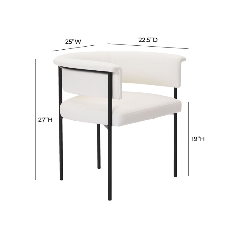 Cream Upholstered Low Back Side Chair with Metal Legs
