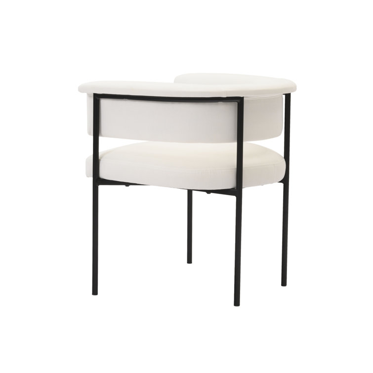 Cream Upholstered Low Back Side Chair with Metal Legs