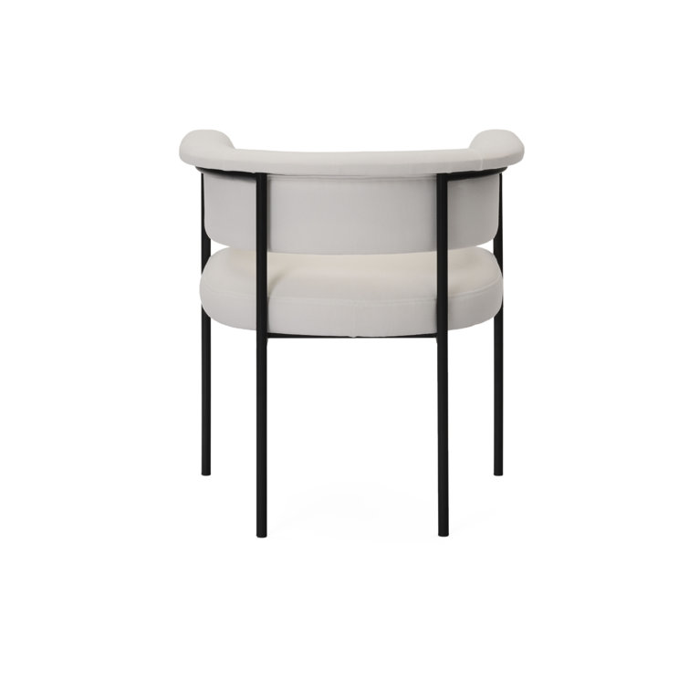 Cream Upholstered Low Back Side Chair with Metal Legs