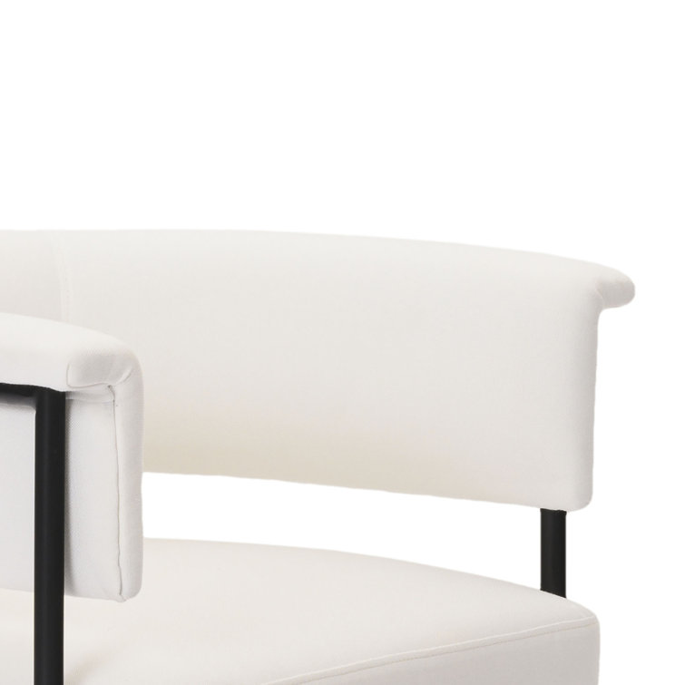 Cream Upholstered Low Back Side Chair with Metal Legs