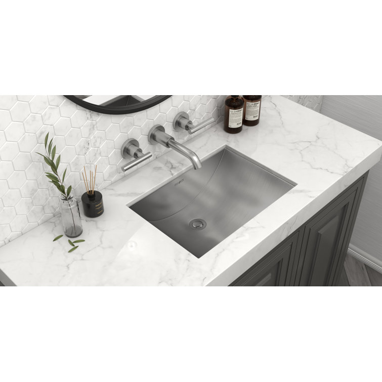 Brushed Stainless Steel Rectangular Undermount Bathroom Sink