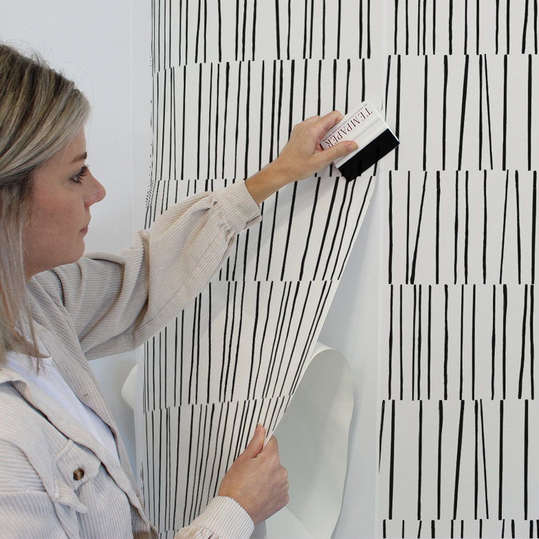 Modern Black and White Abstract Peel and Stick Wallpaper