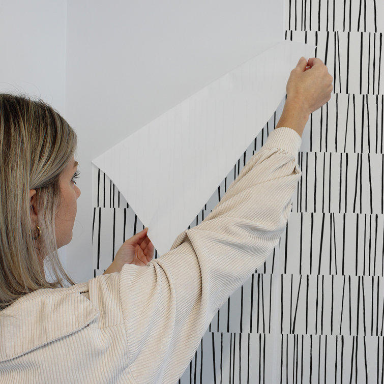 Modern Black and White Abstract Peel and Stick Wallpaper