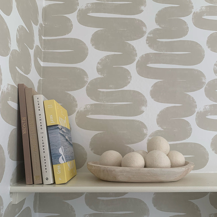 Beige and White Abstract Peel and Stick Wallpaper