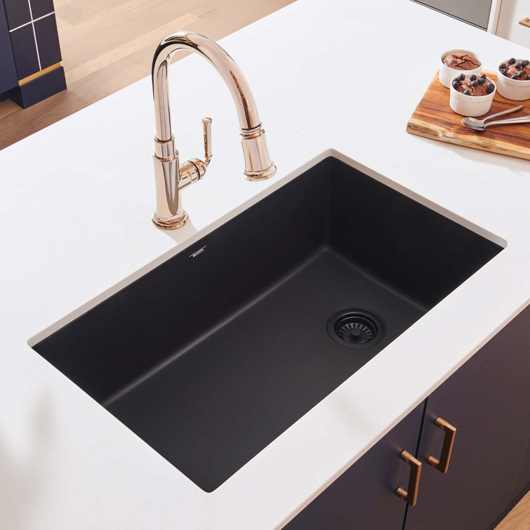 Midnight Black Granite Composite Single Bowl Kitchen Sink