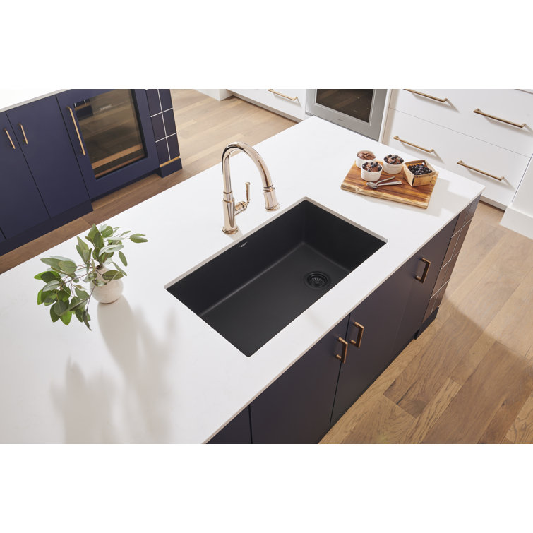 Midnight Black Granite Composite Single Bowl Kitchen Sink