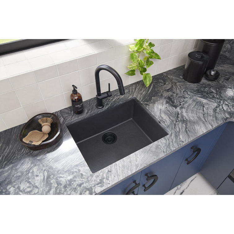 Midnight Black Granite Composite Drop-in Kitchen Sink with Workstation