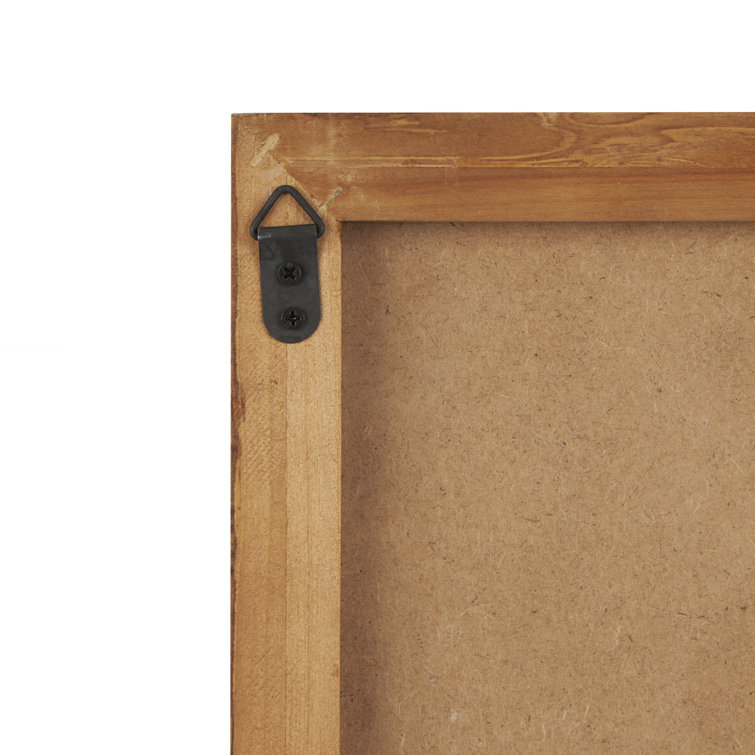 White Geometric Textured Wall Art with Brown Solid Wood Frame
