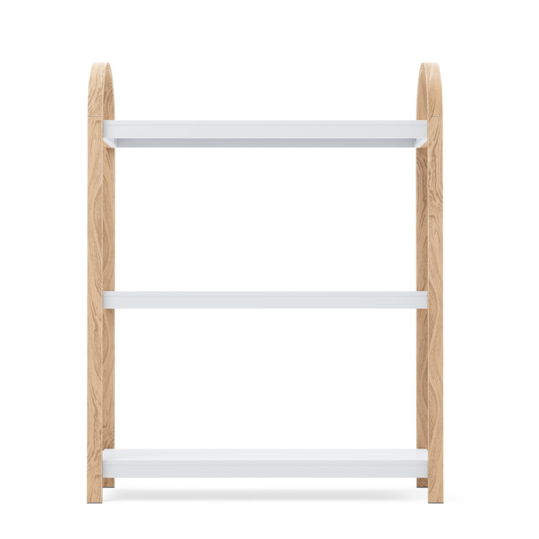 White and Natural Wood 3-Tier Freestanding Shelf
