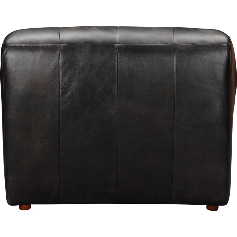 Ramsay Antique Black Leather Chaise with Solid Birch Frame
