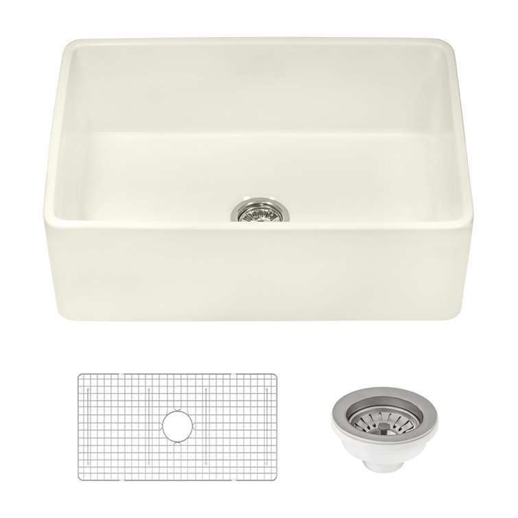 Ruvati 30" Light Biscuit Fireclay Farmhouse Kitchen Sink