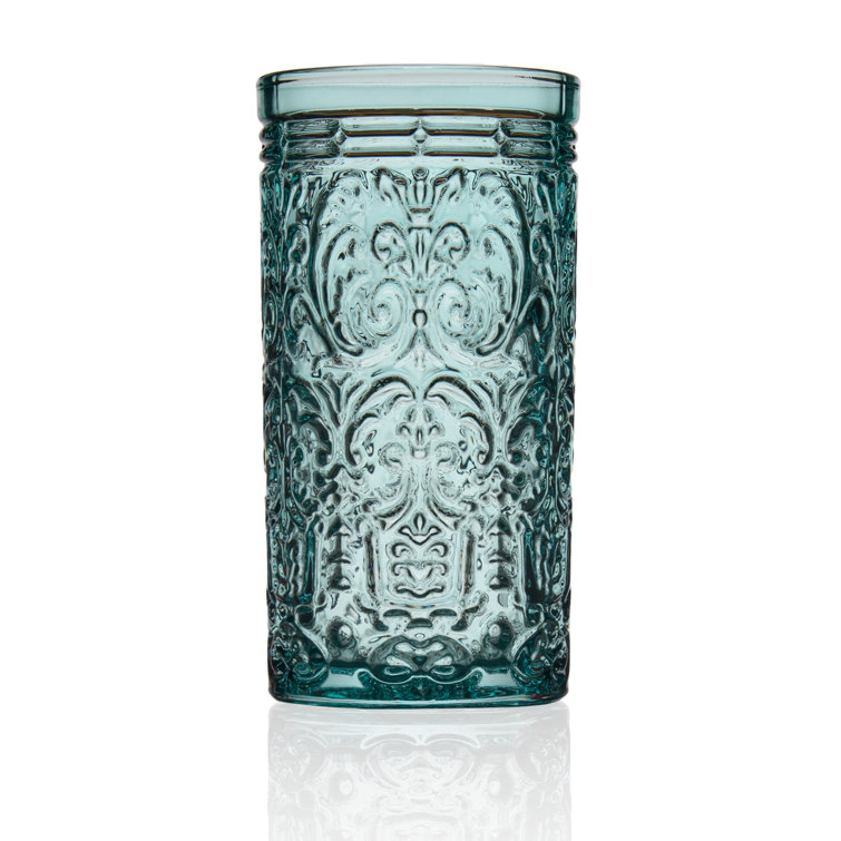 Seafoam Embossed Glass Highball Set of Four