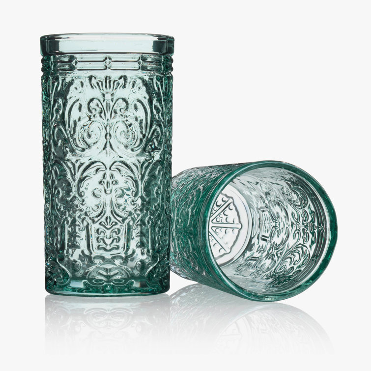 Seafoam Embossed Glass Highball Set of Four