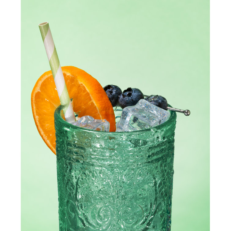 Seafoam Embossed Glass Highball Set of Four