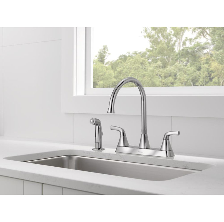 Chrome High-Arc Two Handle Kitchen Faucet with Side Spray
