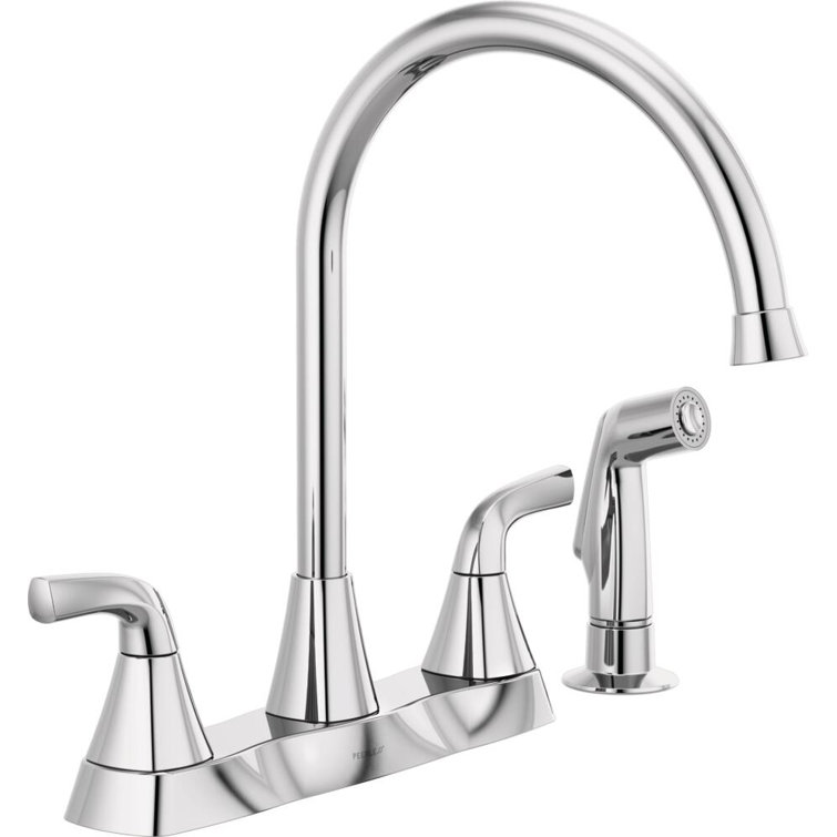 Chrome High-Arc Two Handle Kitchen Faucet with Side Spray