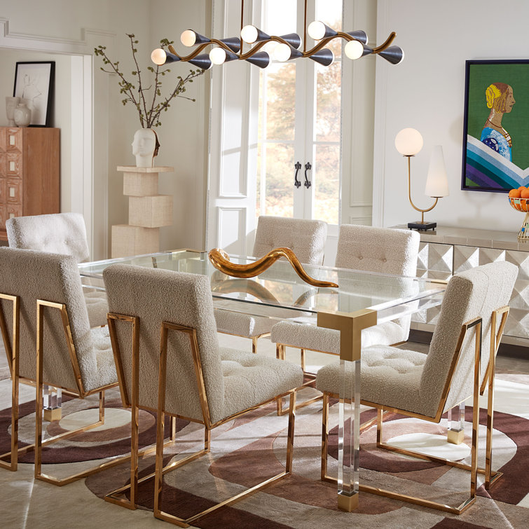 Olympus Oatmeal Upholstered Velvet Side Chair with Brass Finish