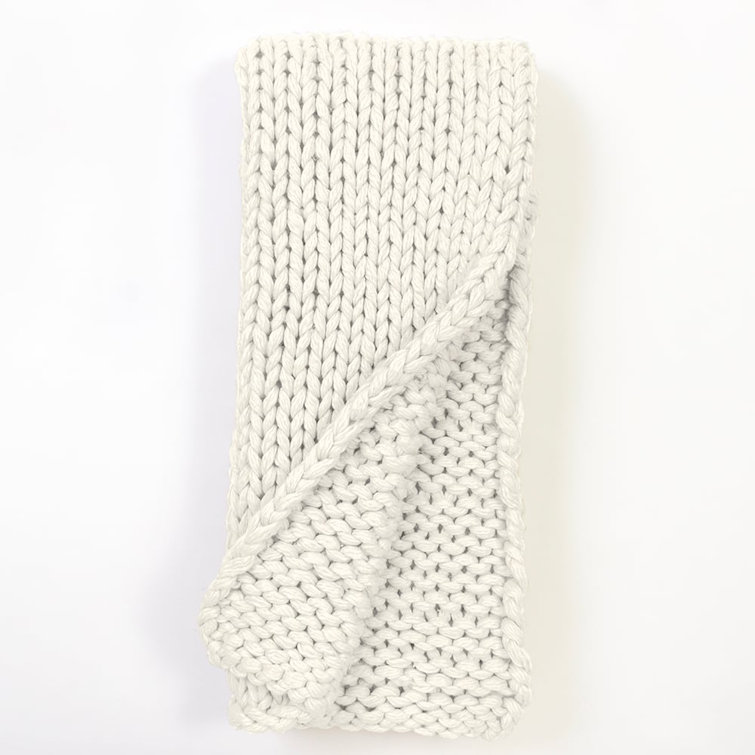Ivory Cable Knit Wool Throw Blanket
