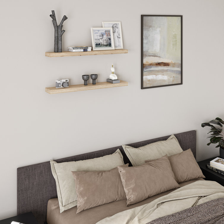Oak 36'' Floating Wall Shelves with Invisible Brackets