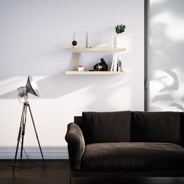 Oak 36'' Floating Wall Shelves with Invisible Brackets