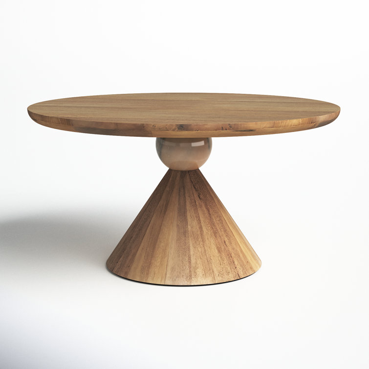 Merritt Honey-Toned Parawood Base with Blush Marble Top Round Dining Table