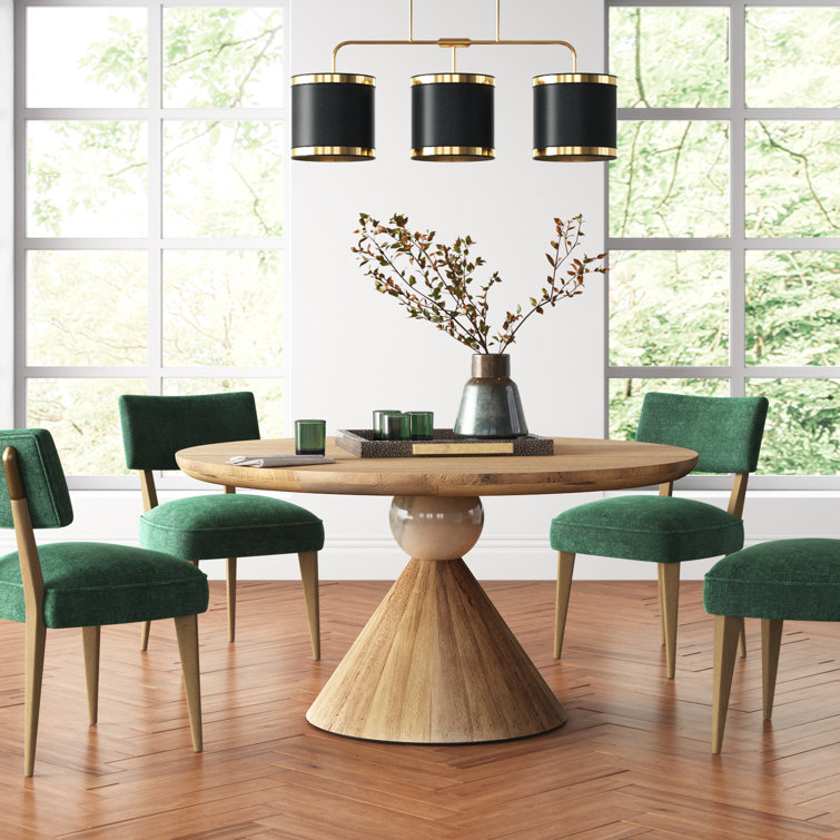 Merritt Honey-Toned Parawood Base with Blush Marble Top Round Dining Table