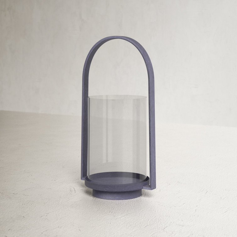 Aged Zinc Finish Tabletop Hurricane Lantern