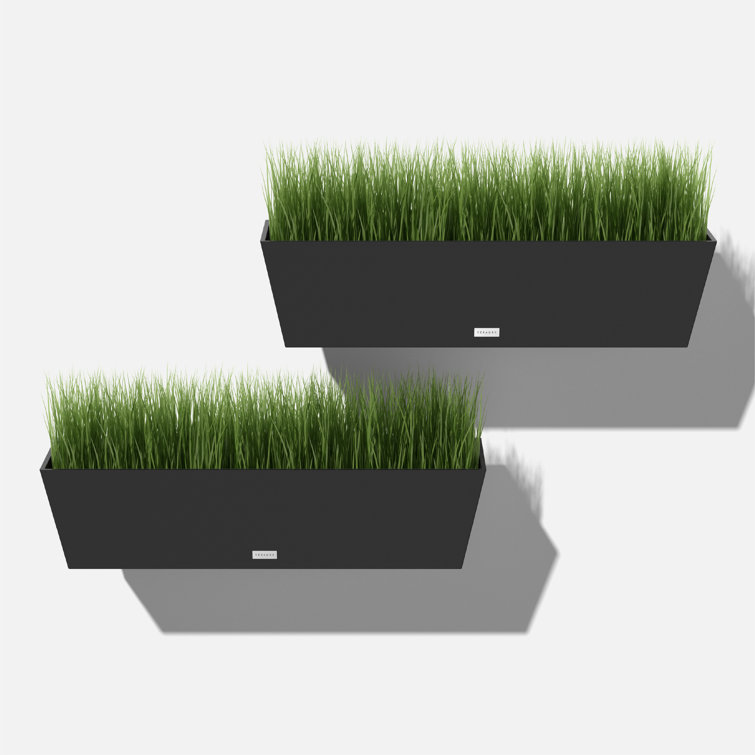 Black 36" Recycled Plastic Railing Planter Set of 2