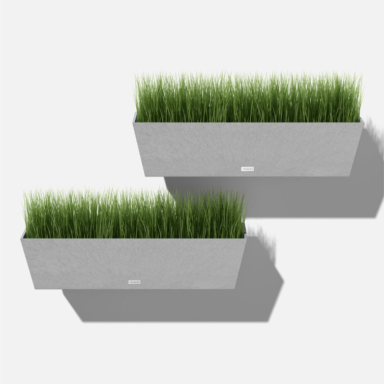 Gray 36" Plastic Railing Planter Set of 2