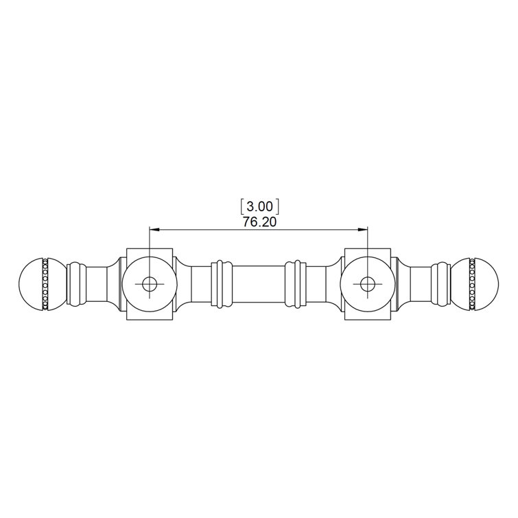 Satin Brass 3" Beaded Cabinet Bar Pull