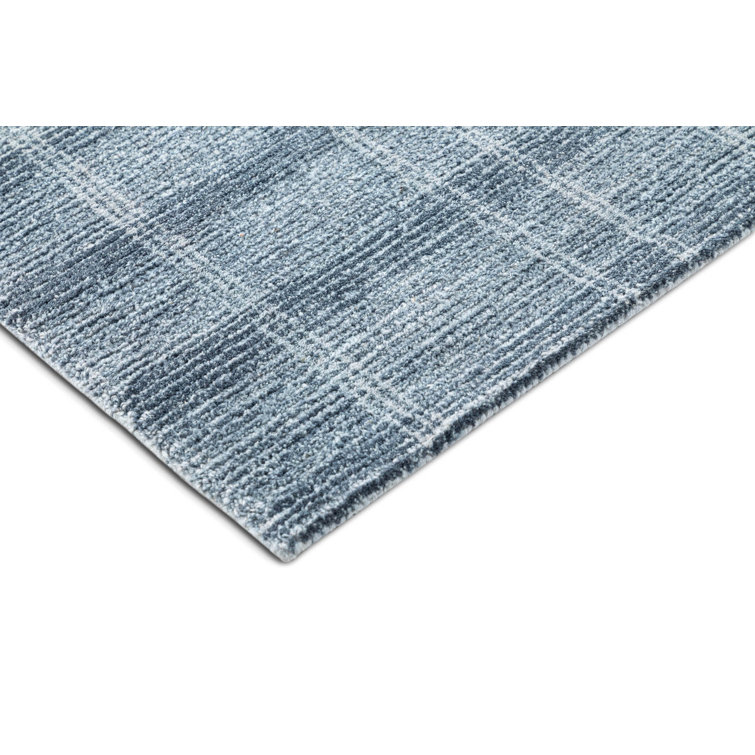 Hand Tufted Blue Wool Rectangular Area Rug 2' x 3'