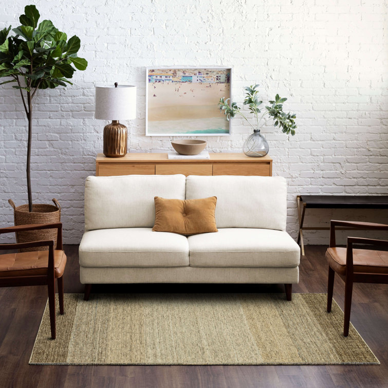 Handmade Tan Wool Abstract Rectangular Area Rug 5' x 8'