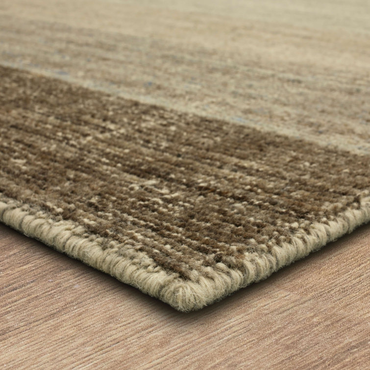 Handmade Tan Wool Abstract Rectangular Area Rug 5' x 8'