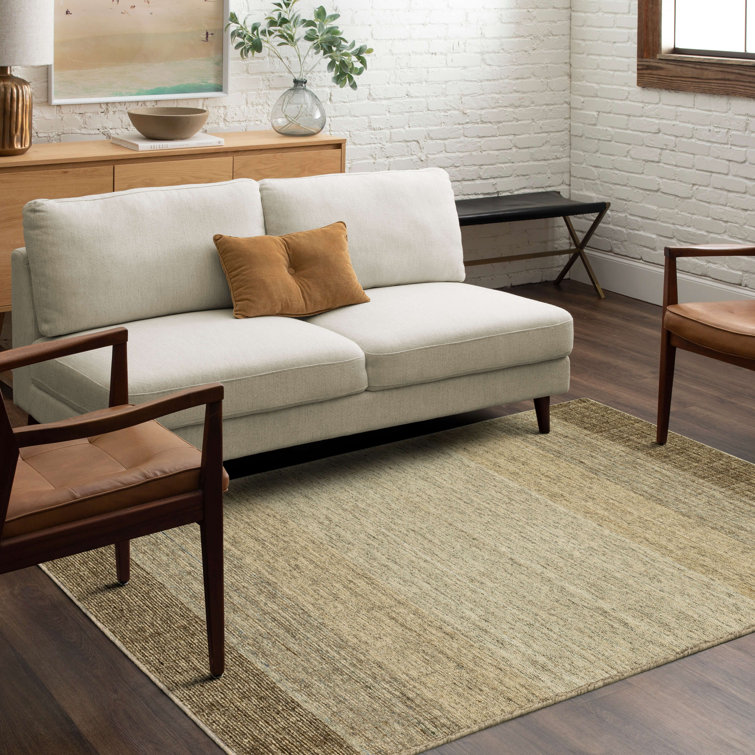 Handmade Tan Wool Abstract Rectangular Area Rug 5' x 8'