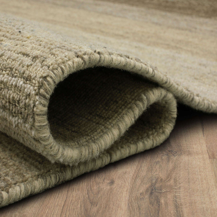 Handmade Tan Wool Abstract Rectangular Area Rug 5' x 8'