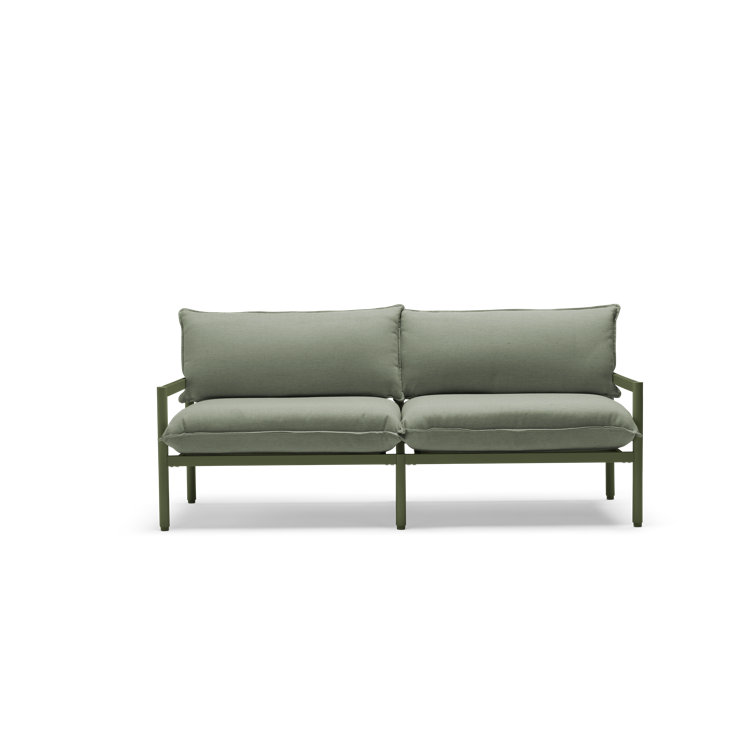 70.5'' Olive Aluminum Outdoor Loveseat with Sunbrella Cushions